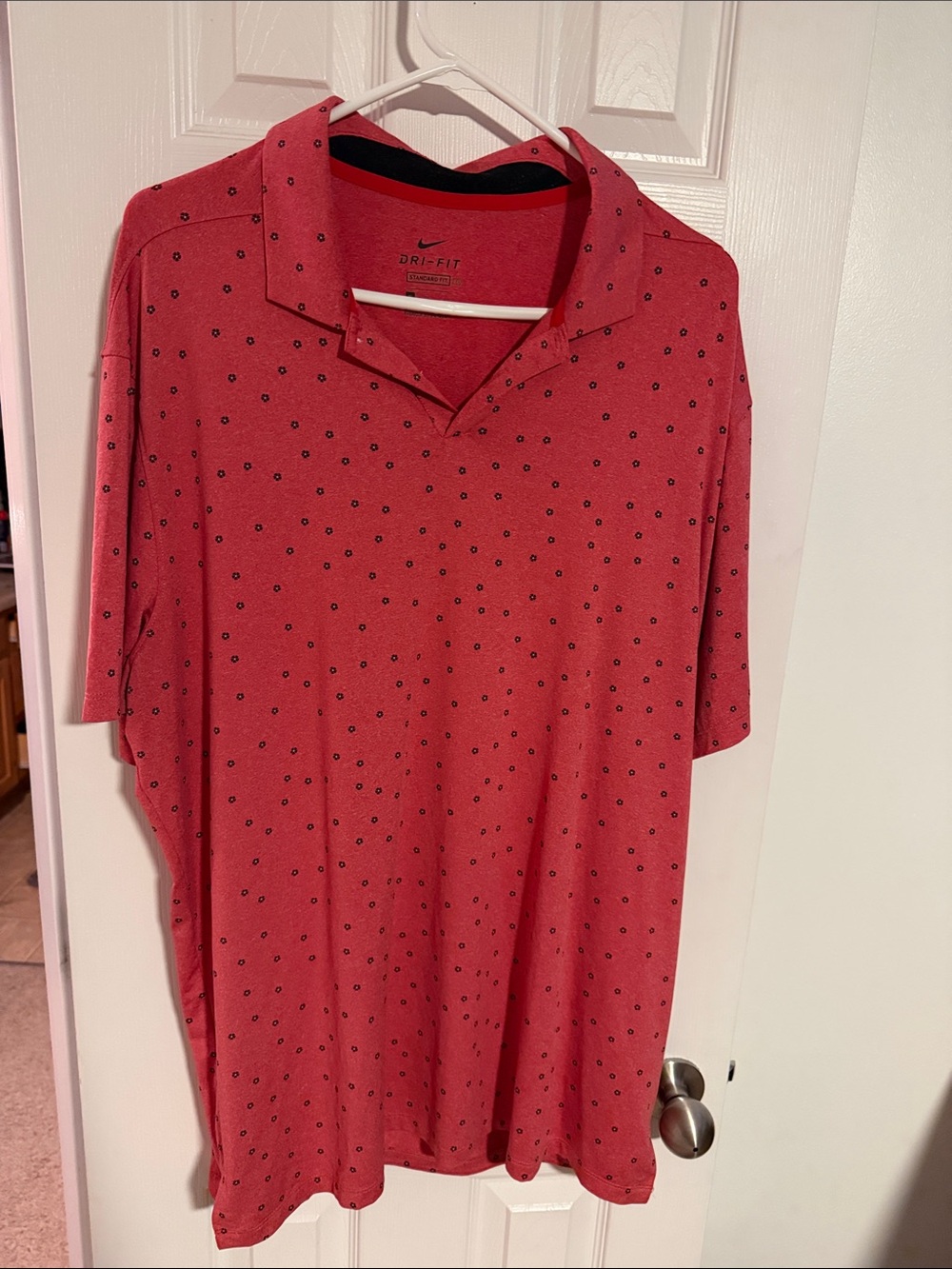Nike Red Dri-FIT Polo with Micro Dot Print